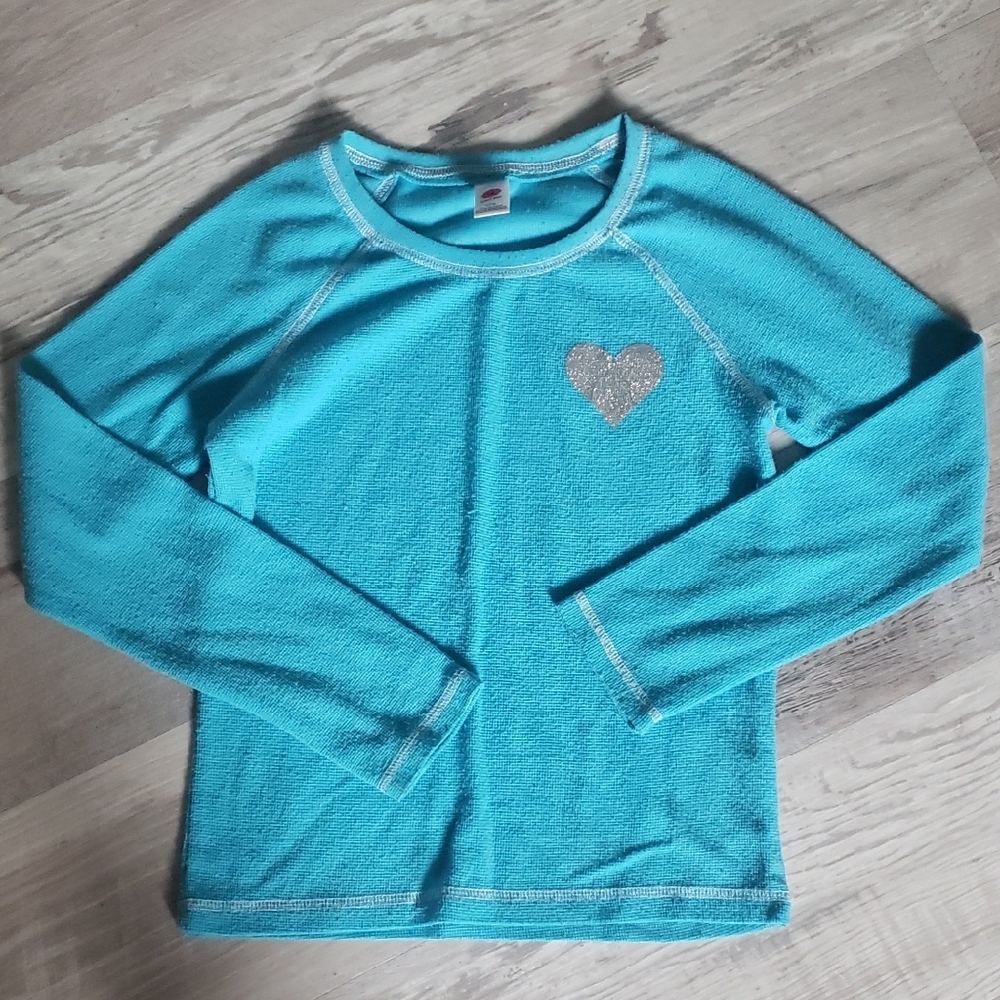 Kids Blue Heart Long Sleeve Shirt Size 10/12